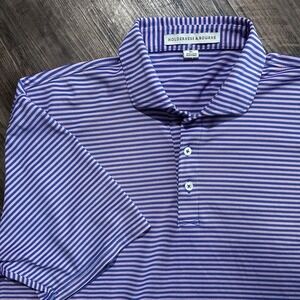 Holderness & Bourne Polo Shirt XL Blue Purple Tailored Fit Golf Club Logo